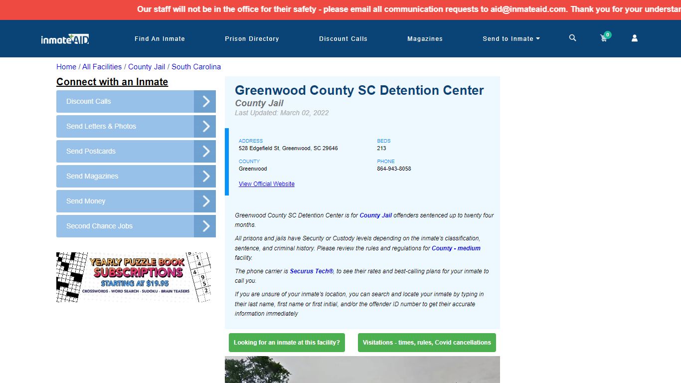 Greenwood County SC Detention Center - Inmate Locator ...